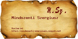 Mindszenti Szergiusz névjegykártya
